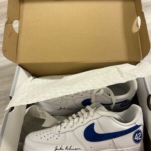 Nike White and Blue Sneakers Iconic Design